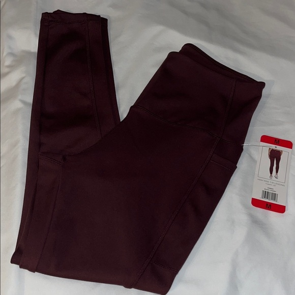 Danskin Burgundy High-Waisted Leggings - Picture 9 of 13